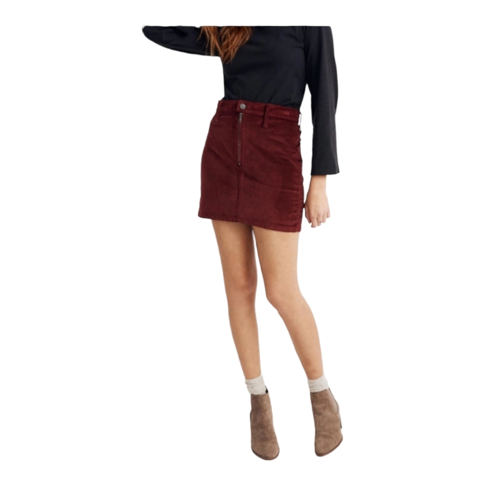 Madewell Stretch Velveteen Straight Zip Mini Skirt size 12